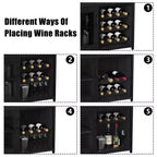3-Tier Wine Bar Cabinet with Wine Rack and Storage Space, Buffet Cabinet with Glass Holder and Mesh Door, for Kitchen, Living Room and Bar