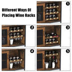 3-Tier Wine Bar Cabinet with Wine Rack and Storage Space, Buffet Cabinet with Glass Holder and Mesh Door, for Kitchen, Living Room and Bar
