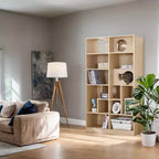 Modern Bookshelf with Cat Litter Box, Display Case with Cat Climbing Shelf, 2 in 1 Bookcase for Living Room, Bedroom, Natural