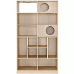 Modern Bookshelf with Cat Litter Box, Display Case with Cat Climbing Shelf, 2 in 1 Bookcase for Living Room, Bedroom, Natural