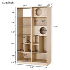 Modern Bookshelf with Cat Litter Box, Display Case with Cat Climbing Shelf, 2 in 1 Bookcase for Living Room, Bedroom, Natural