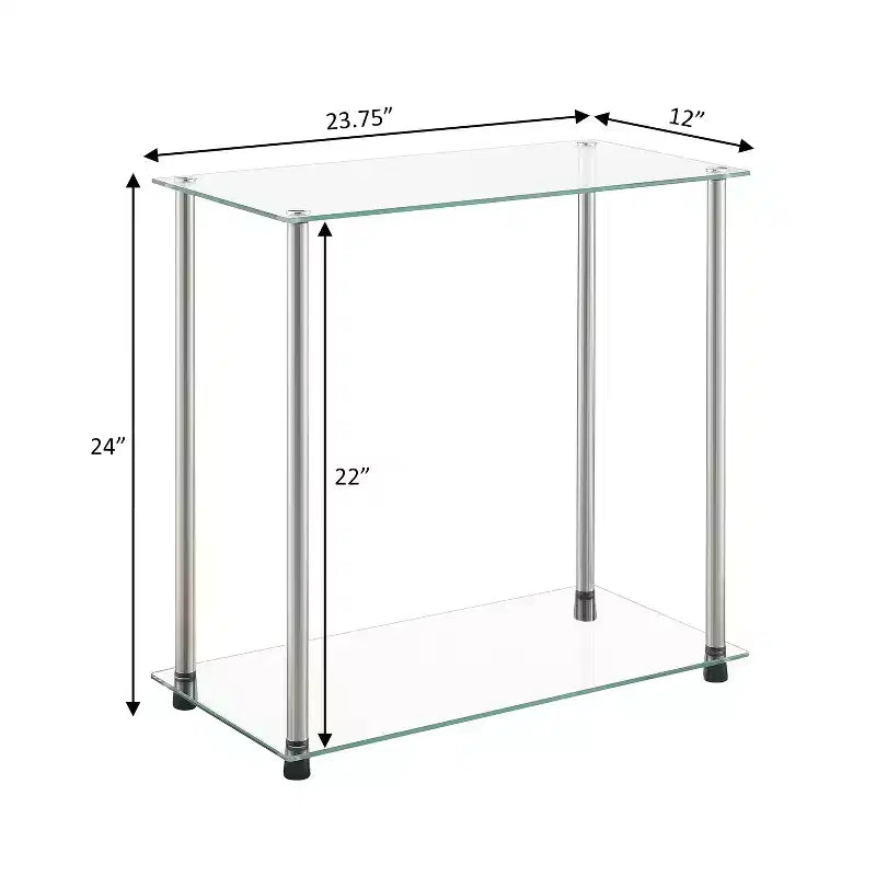 24 in.H Silver Color Rectangle Glass Table Top End Table 1 -piece