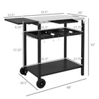 Bar Serving Cart Outdoor Kitchen Island with Stainless Steel Top and Storage for Patio , Black, 48*24.4*33.1