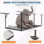 Garage Overhead Storage Racks, Heavy-Duty Steel Ceiling Mount Racks, Adjustable Height,600lbs Capacity, Black