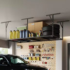 Garage Overhead Storage Racks, Heavy-Duty Steel Ceiling Mount Racks, Adjustable Height,600lbs Capacity, Black