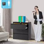 3-Drawer Lateral File Cabinet with Lock, Metal Storage Organizer for Letter/Legal/A4 Files, Space-Saving Black Office Cabinet