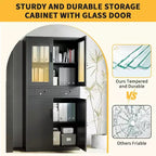 71 Storage Cabinet with Glass Doors, Adjustable Shelves and Lockable Drawers, Vertical Metal Organizer for Home Office, Garage, Utility Room