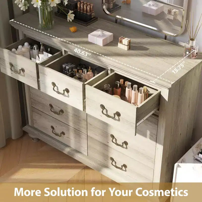 9 Drawers Dresser, Wood Rustic Chest of Drawers with Metal Handles, Storage Organizer for Bedroom, Living Room