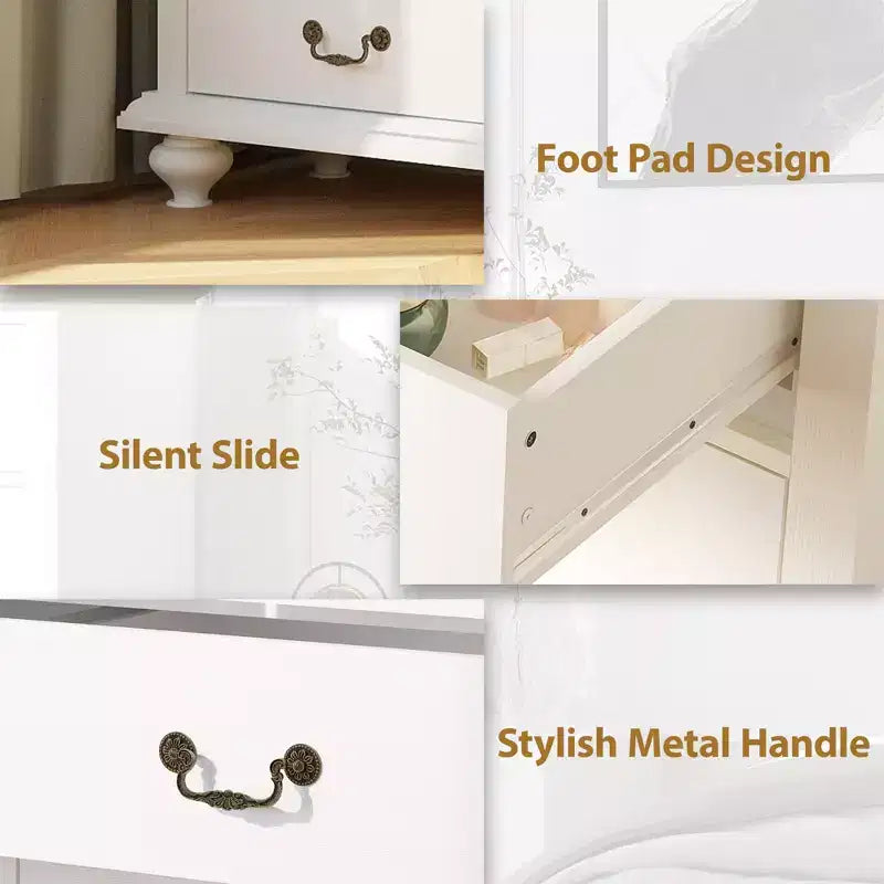 9 Drawers Dresser, Wood Rustic Chest of Drawers with Metal Handles, Storage Organizer for Bedroom, Living Room