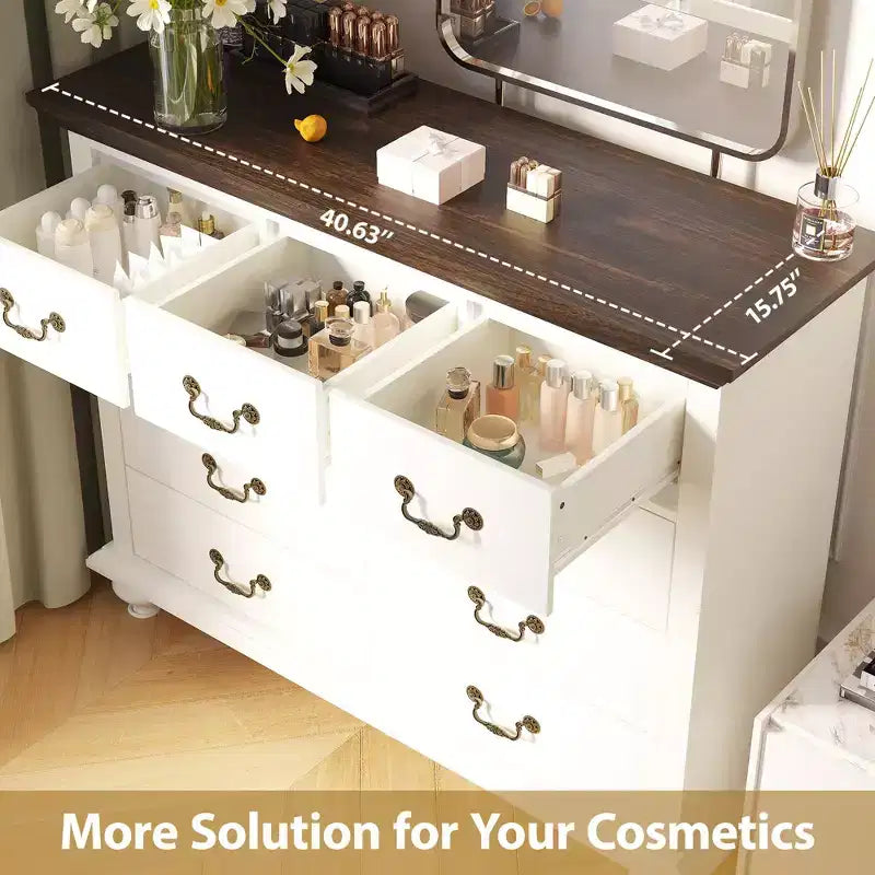 9 Drawers Dresser, Wood Rustic Chest of Drawers with Metal Handles, Storage Organizer for Bedroom, Living Room