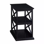 Belmont Chairside End Table with Shelves Stylish Double X Frame Three-Tier Storage Accent Table for Transitional Home Dcor