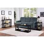 Belmont Chairside End Table with Shelves Stylish Double X Frame Three-Tier Storage Accent Table for Transitional Home Dcor
