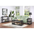 Belmont Chairside End Table with Shelves Stylish Double X Frame Three-Tier Storage Accent Table for Transitional Home Dcor