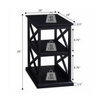 Belmont Chairside End Table with Shelves Stylish Double X Frame Three-Tier Storage Accent Table for Transitional Home Dcor