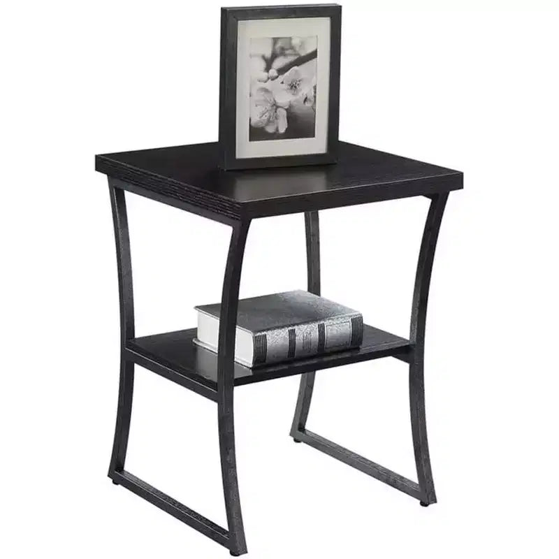 Belmont Three Tier End Table with Open Storage Shelves, Cross Frame Design and Sleek Finish for Display or Everyday Use