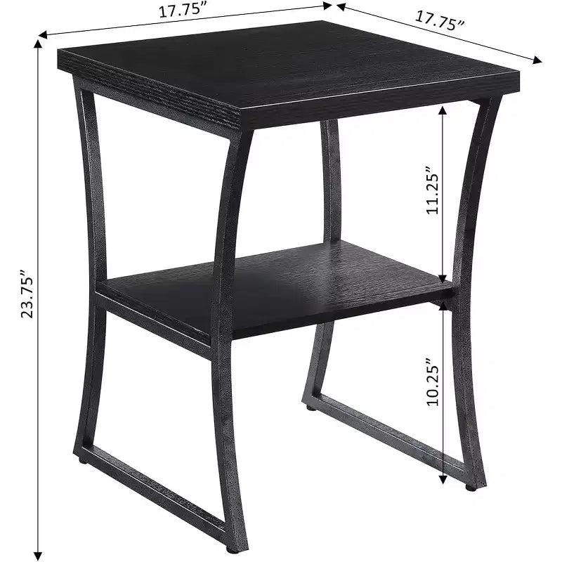 Belmont Three Tier End Table with Open Storage Shelves, Cross Frame Design and Sleek Finish for Display or Everyday Use