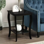 Belmont Square End Table with Two Tier Shelving, Classic Transitional Accent Side Table with Spacious Storage for Living Room Dcor