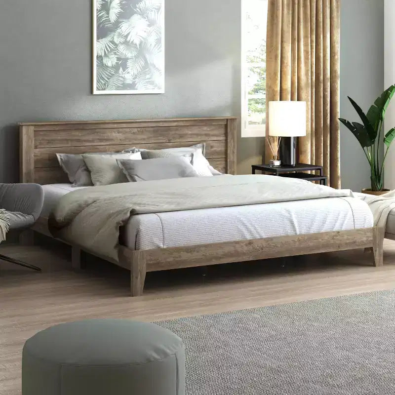 King Tiena Lencia Bed with Headboard Knotty Oak