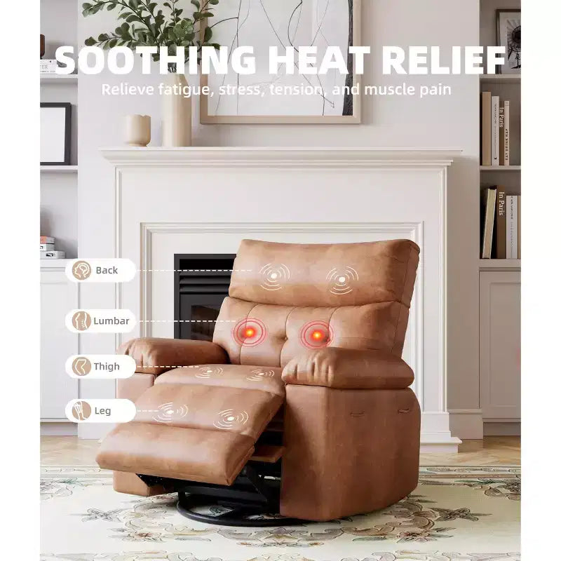 Extra Wide Swivel Rocking Recliner Chair for Adults, Massage Recliner Sofa, Upholstered Glider Reclining Nursery Chair