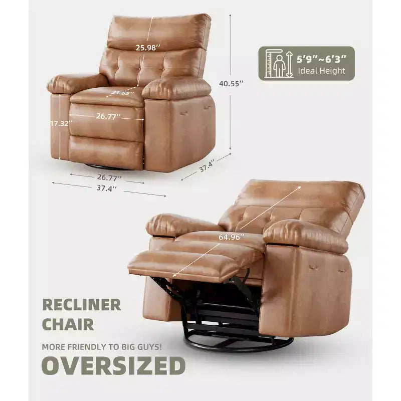 Extra Wide Swivel Rocking Recliner Chair for Adults, Massage Recliner Sofa, Upholstered Glider Reclining Nursery Chair