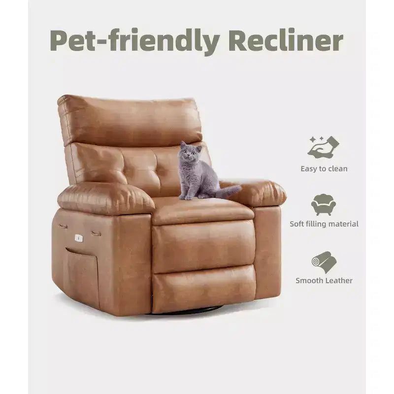 Extra Wide Swivel Rocking Recliner Chair for Adults, Massage Recliner Sofa, Upholstered Glider Reclining Nursery Chair