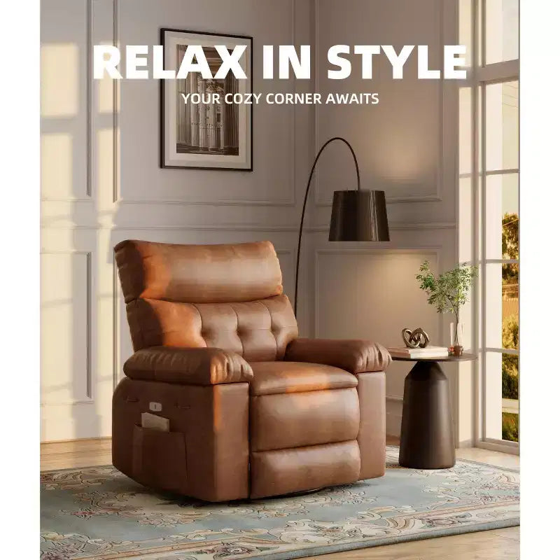 Extra Wide Swivel Rocking Recliner Chair for Adults, Massage Recliner Sofa, Upholstered Glider Reclining Nursery Chair
