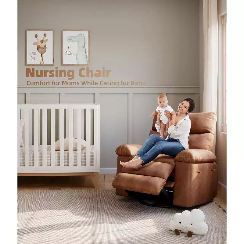 Extra Wide Swivel Rocking Recliner Chair for Adults, Massage Recliner Sofa, Upholstered Glider Reclining Nursery Chair
