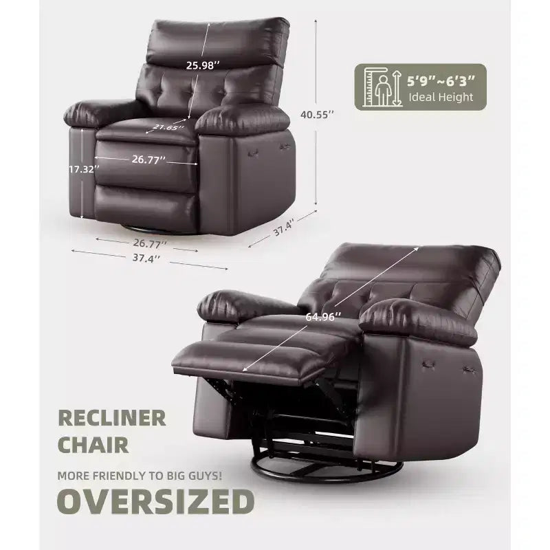 Extra Wide Swivel Rocking Recliner Chair for Adults, Massage Recliner Sofa, Upholstered Glider Reclining Nursery Chair