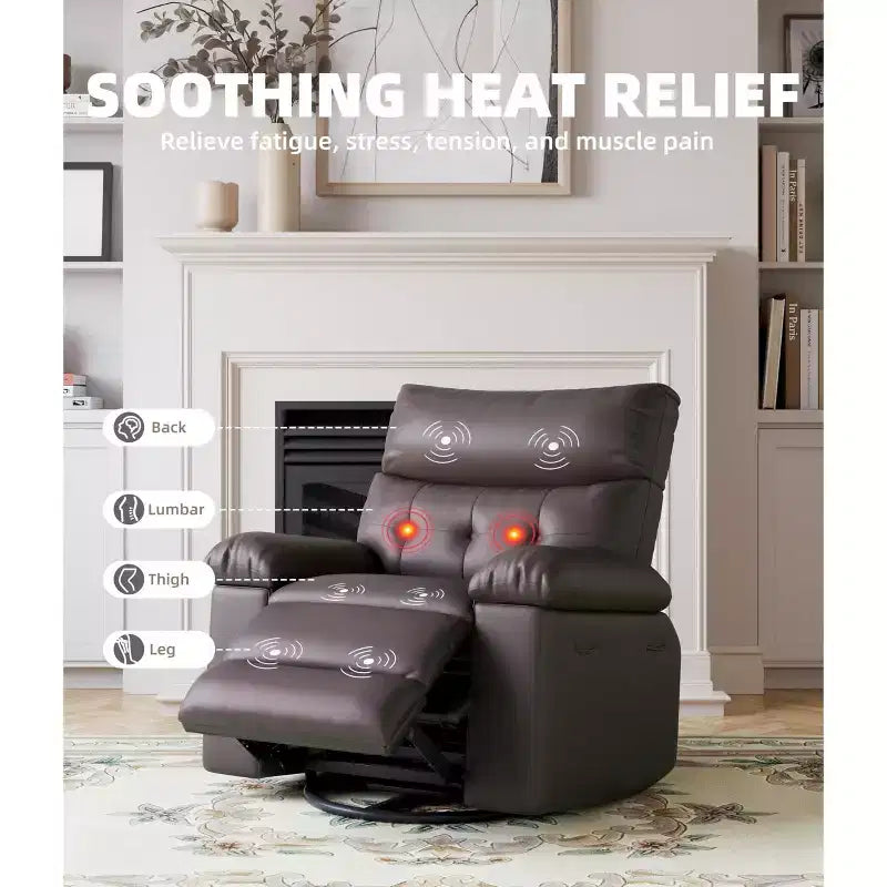 Extra Wide Swivel Rocking Recliner Chair for Adults, Massage Recliner Sofa, Upholstered Glider Reclining Nursery Chair