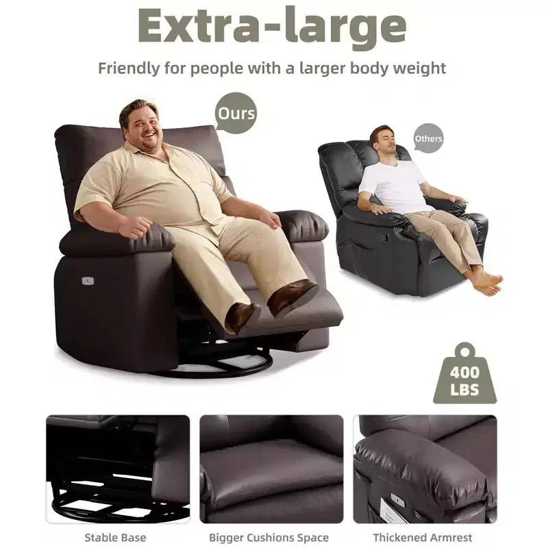 Extra Wide Swivel Rocking Recliner Chair for Adults, Massage Recliner Sofa, Upholstered Glider Reclining Nursery Chair