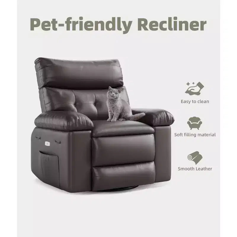 Extra Wide Swivel Rocking Recliner Chair for Adults, Massage Recliner Sofa, Upholstered Glider Reclining Nursery Chair