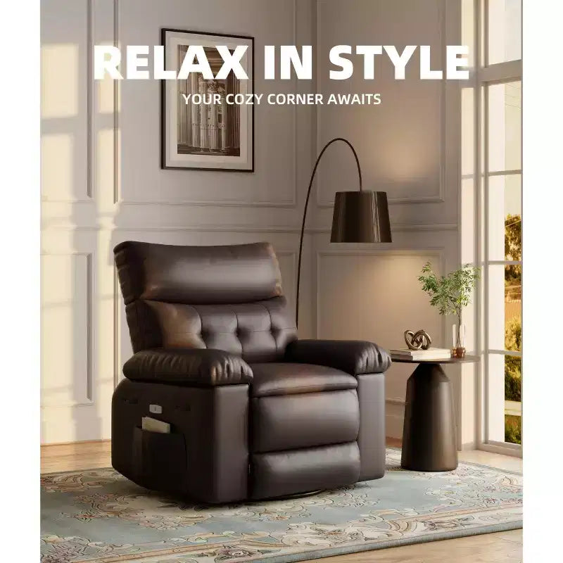 Extra Wide Swivel Rocking Recliner Chair for Adults, Massage Recliner Sofa, Upholstered Glider Reclining Nursery Chair