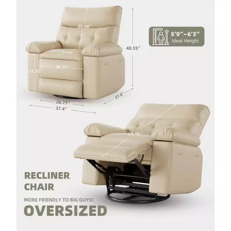 Extra Wide Swivel Rocking Recliner Chair for Adults, Massage Recliner Sofa, Upholstered Glider Reclining Nursery Chair