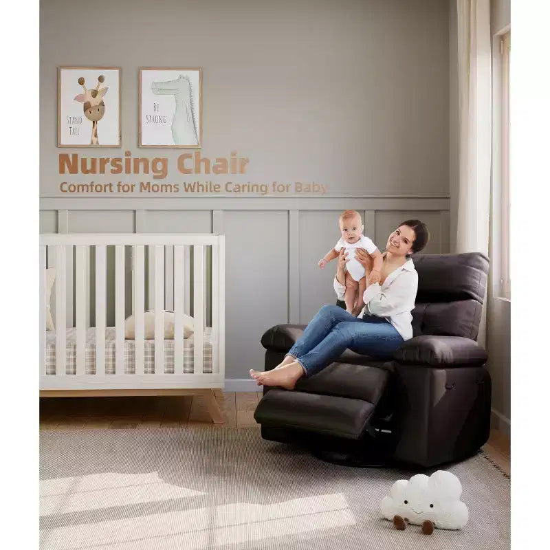 Extra Wide Swivel Rocking Recliner Chair for Adults, Massage Recliner Sofa, Upholstered Glider Reclining Nursery Chair