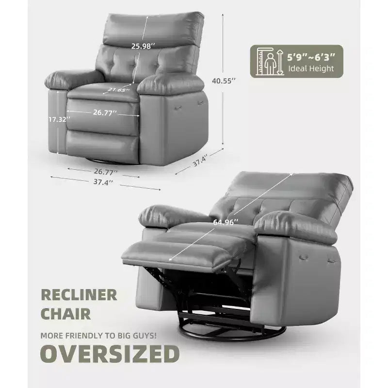 Extra Wide Swivel Rocking Recliner Chair for Adults, Massage Recliner Sofa, Upholstered Glider Reclining Nursery Chair