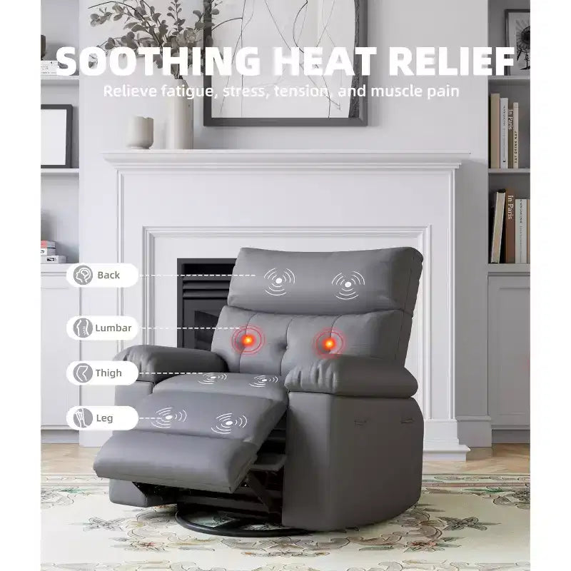 Extra Wide Swivel Rocking Recliner Chair for Adults, Massage Recliner Sofa, Upholstered Glider Reclining Nursery Chair