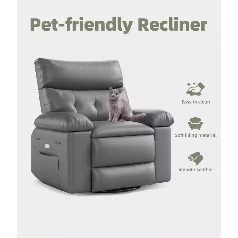 Extra Wide Swivel Rocking Recliner Chair for Adults, Massage Recliner Sofa, Upholstered Glider Reclining Nursery Chair