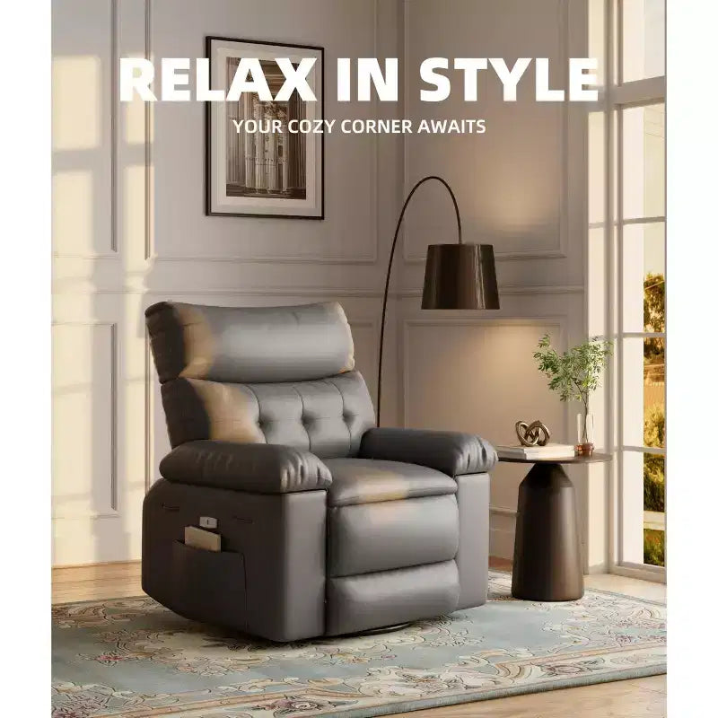 Extra Wide Swivel Rocking Recliner Chair for Adults, Massage Recliner Sofa, Upholstered Glider Reclining Nursery Chair