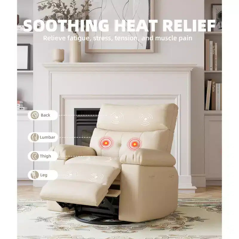 Extra Wide Swivel Rocking Recliner Chair for Adults, Massage Recliner Sofa, Upholstered Glider Reclining Nursery Chair