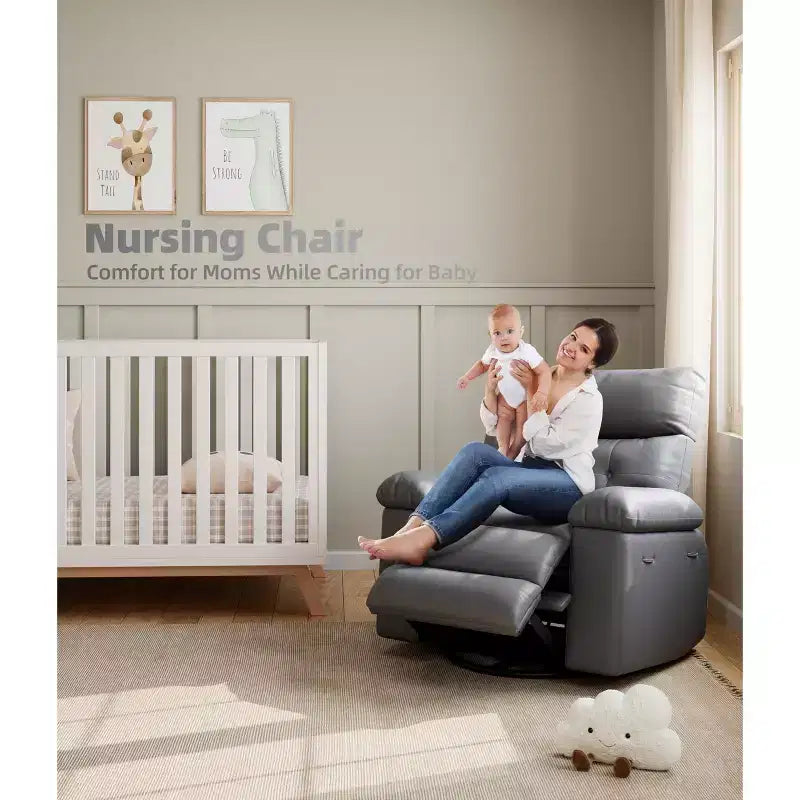 Extra Wide Swivel Rocking Recliner Chair for Adults, Massage Recliner Sofa, Upholstered Glider Reclining Nursery Chair