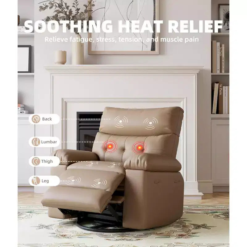 Extra Wide Swivel Rocking Recliner Chair for Adults, Massage Recliner Sofa, Upholstered Glider Reclining Nursery Chair