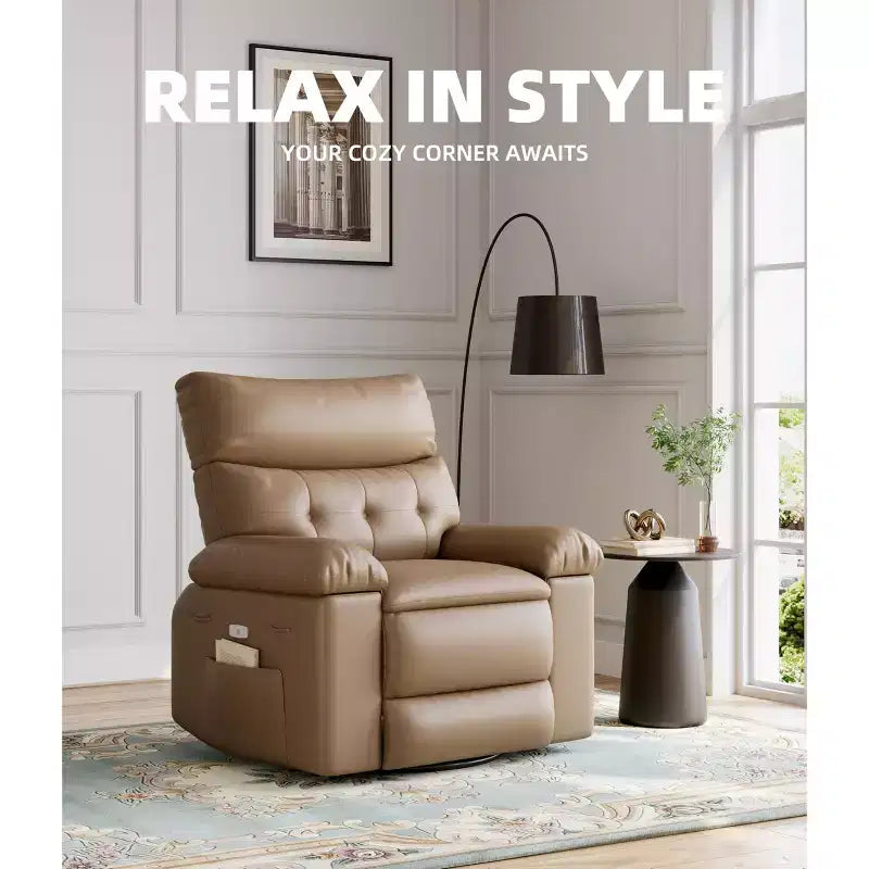 Extra Wide Swivel Rocking Recliner Chair for Adults, Massage Recliner Sofa, Upholstered Glider Reclining Nursery Chair