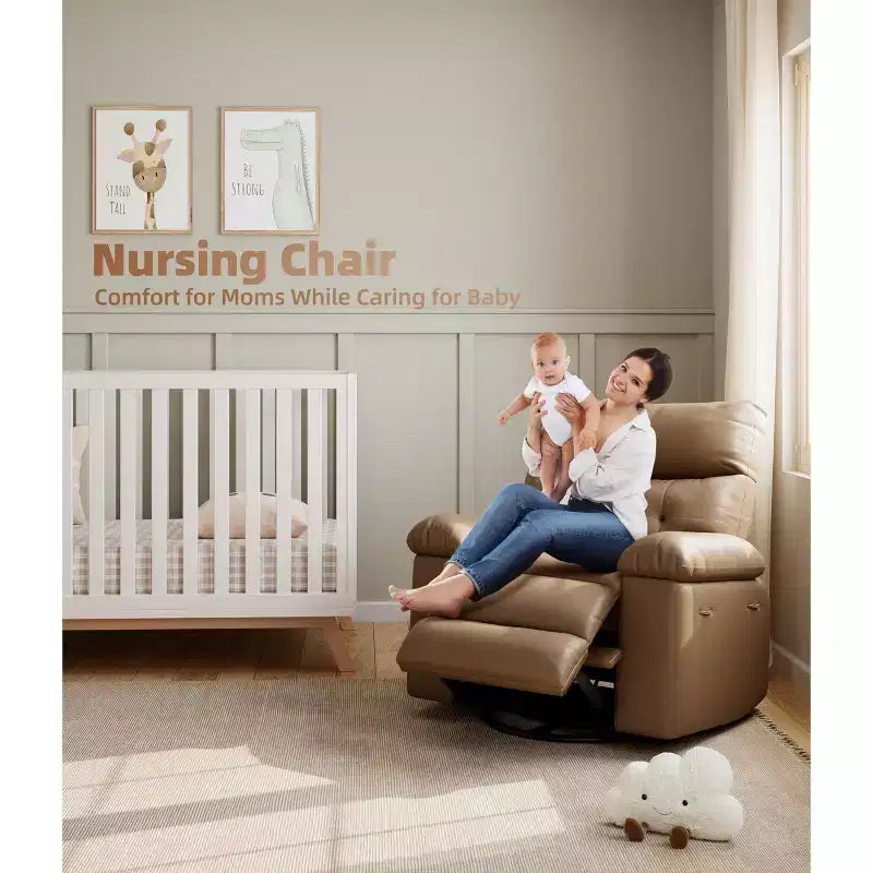Extra Wide Swivel Rocking Recliner Chair for Adults, Massage Recliner Sofa, Upholstered Glider Reclining Nursery Chair