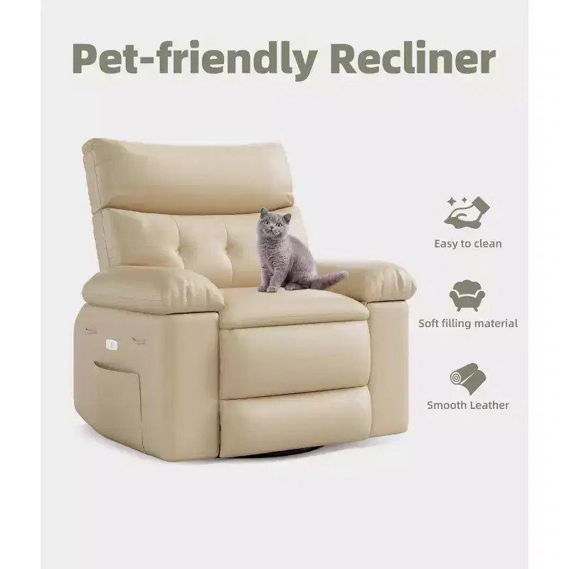 Extra Wide Swivel Rocking Recliner Chair for Adults, Massage Recliner Sofa, Upholstered Glider Reclining Nursery Chair