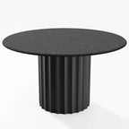 52 Wood Round Dining Table Kitchen Table for 4-6 with Arc-Shaped Edge Top & Fluted Pedestal for Living/Dining Room Coffee Office Black