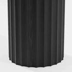 52 Wood Round Dining Table Kitchen Table for 4-6 with Arc-Shaped Edge Top & Fluted Pedestal for Living/Dining Room Coffee Office Black