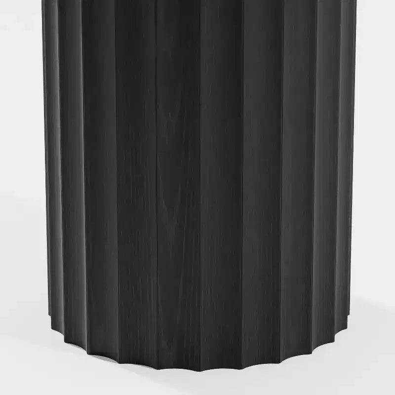 52 Wood Round Dining Table Kitchen Table for 4-6 with Arc-Shaped Edge Top & Fluted Pedestal for Living/Dining Room Coffee Office Black