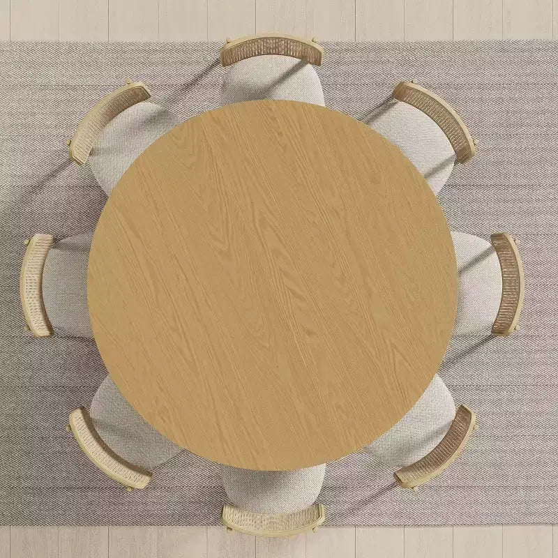 60 in.H Solid Wood Round Dining Table Kitchen Table for 6-8 with Tabletop and Cylindrical Base for Living/Dining Room Coffee Office in Natural