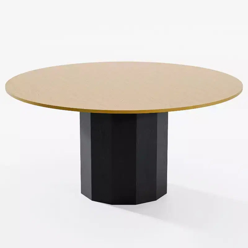 60 in.H Solid Wood Round Dining Table Kitchen Table for 6-8 with Tabletop and Cylindrical Base for Living/Dining Room Coffee Office in Natural