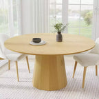 60 in.H Solid Wood Round Dining Table Kitchen Table for 6-8 with Tabletop and Tapered Base for Living/Dining Room Coffee Office in Natural